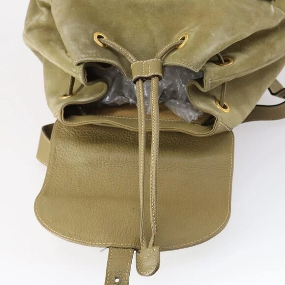 GUCCI Bamboo Backpack Suede Khaki Gold - Picture 11 of 15